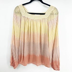 LC Lauren Conrad Ombre Plaid Peasant Blouse